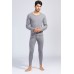 Gray Men's Plus Velvet Thick Thermal Underwear Suit