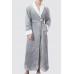 Grey Men Contrast Trim Fleece Robe Nightgown