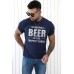 Blue BEER Letter Printed Muscle Fit Men's Graphic T Shirt